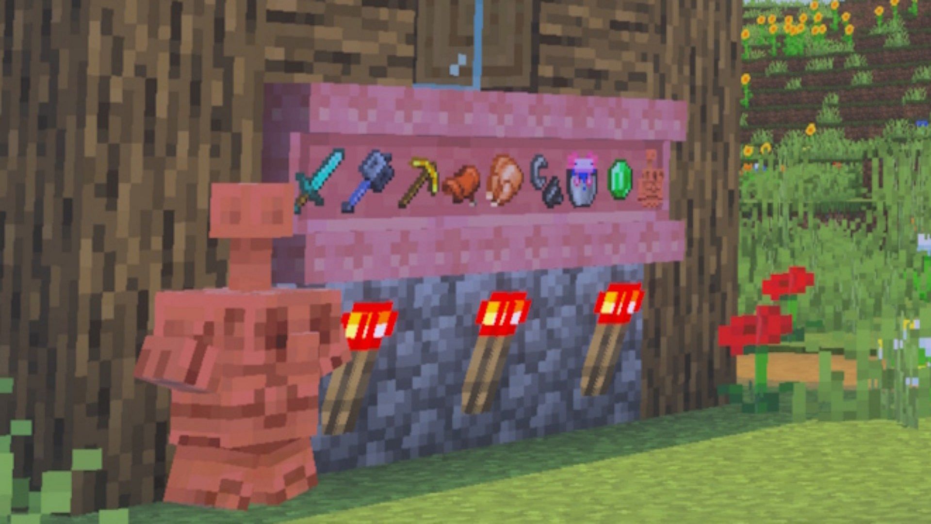 Shelves can also be used to keep multiple hotbar configurations (Image via Mojang Studios)